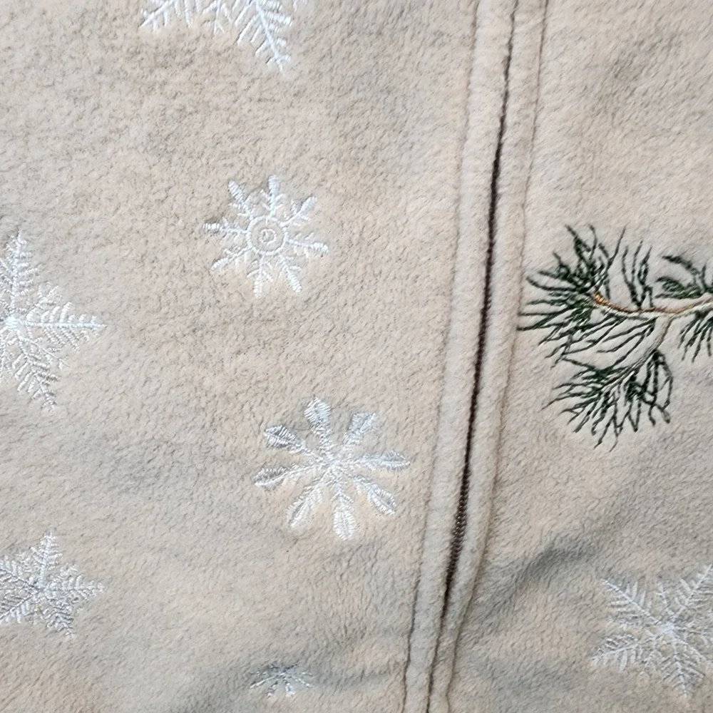 Baxter‎ and Wells fleece winter theme vest Womens Medium Full Zip Tan